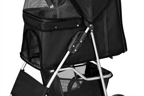 Display4top Pet Travel Stroller for Dogs & Cats - 4-Wheel Jogger Buggy (Black)